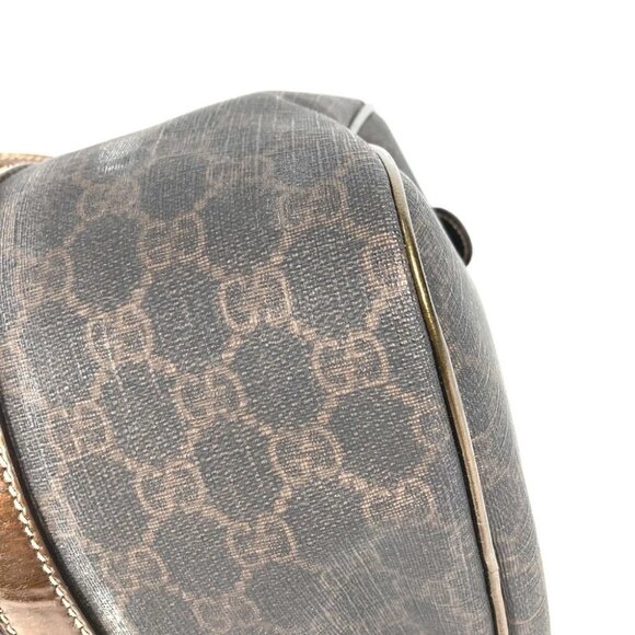 GUCCI GG Plus logo Bag Hand Bag PVC/Leather Brown - Picture 7 of 16